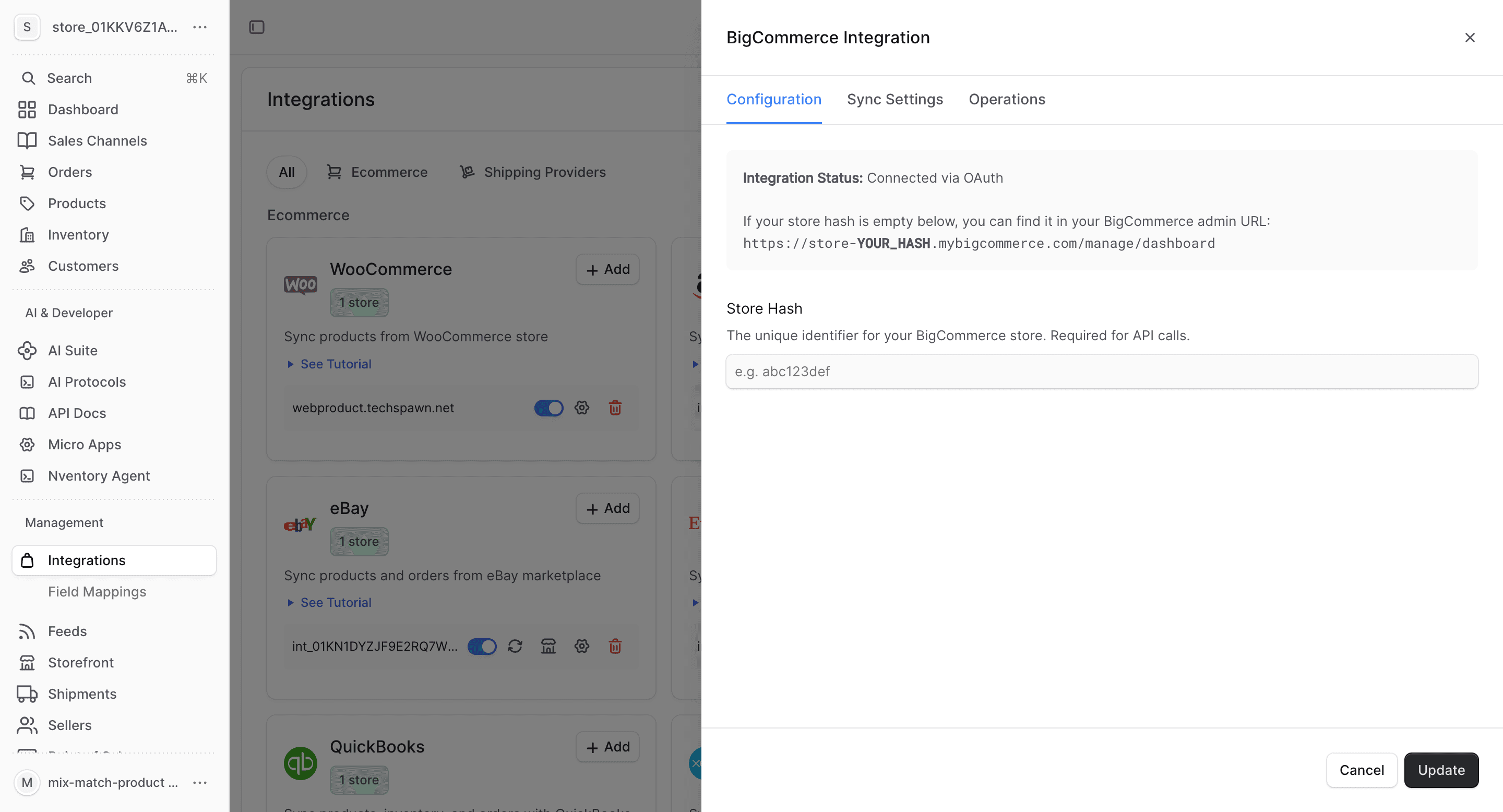 BigCommerce configuration