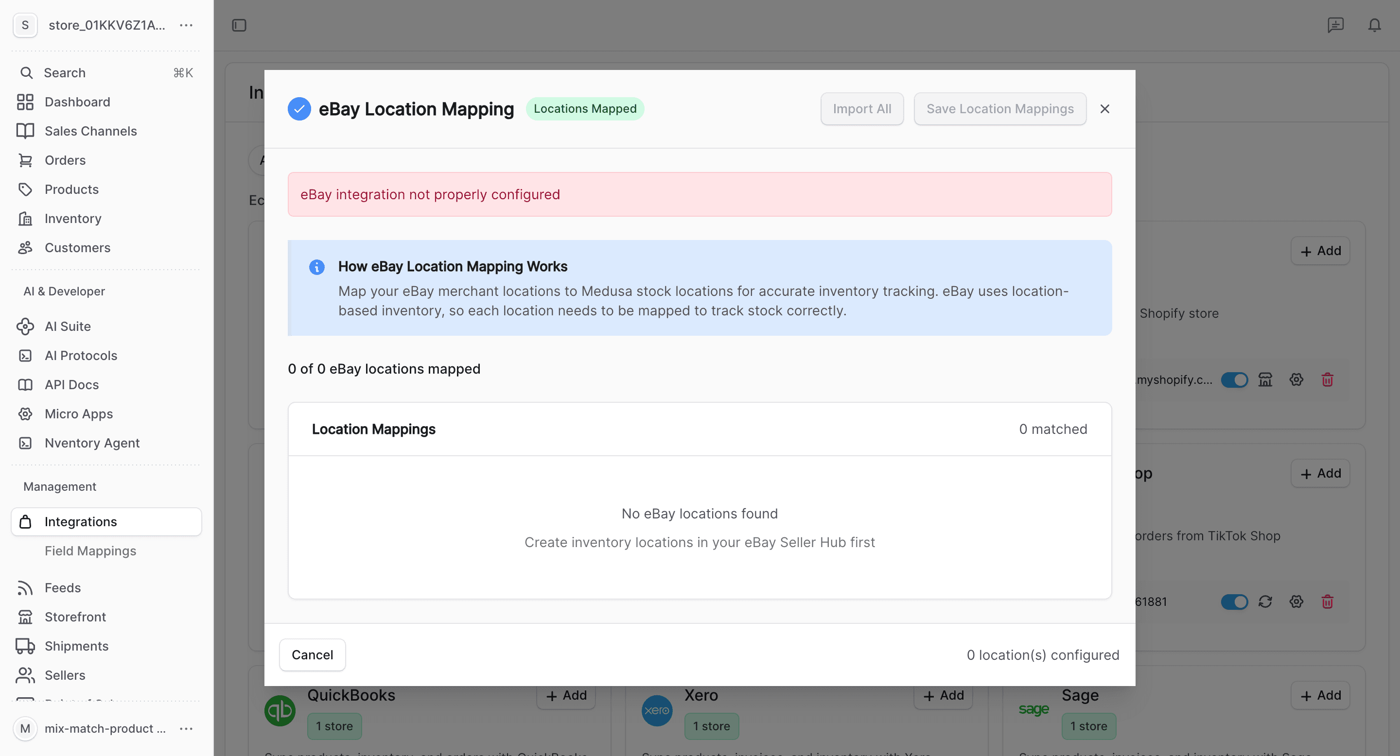 eBay location mapping