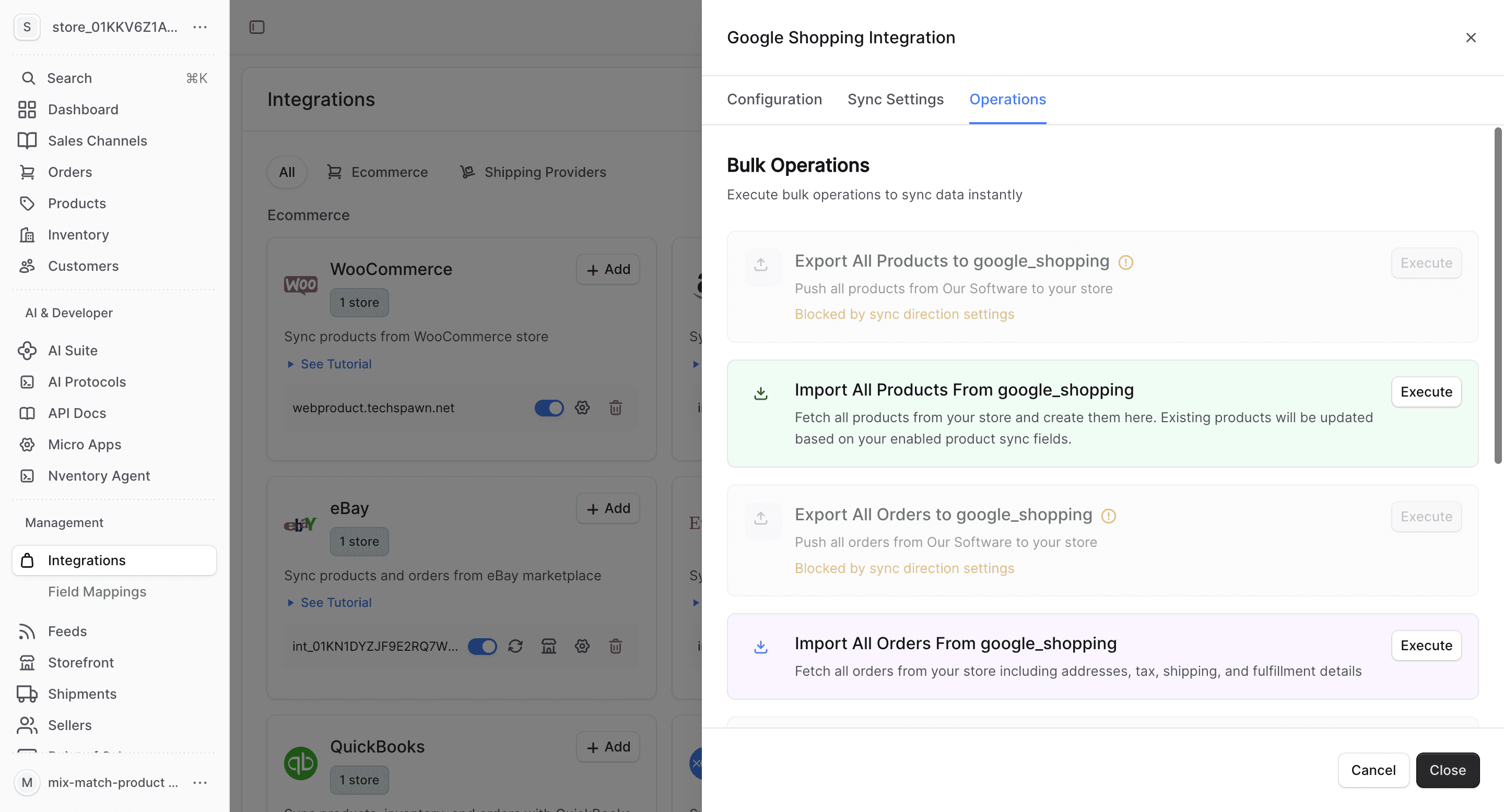 Google Shopping operations