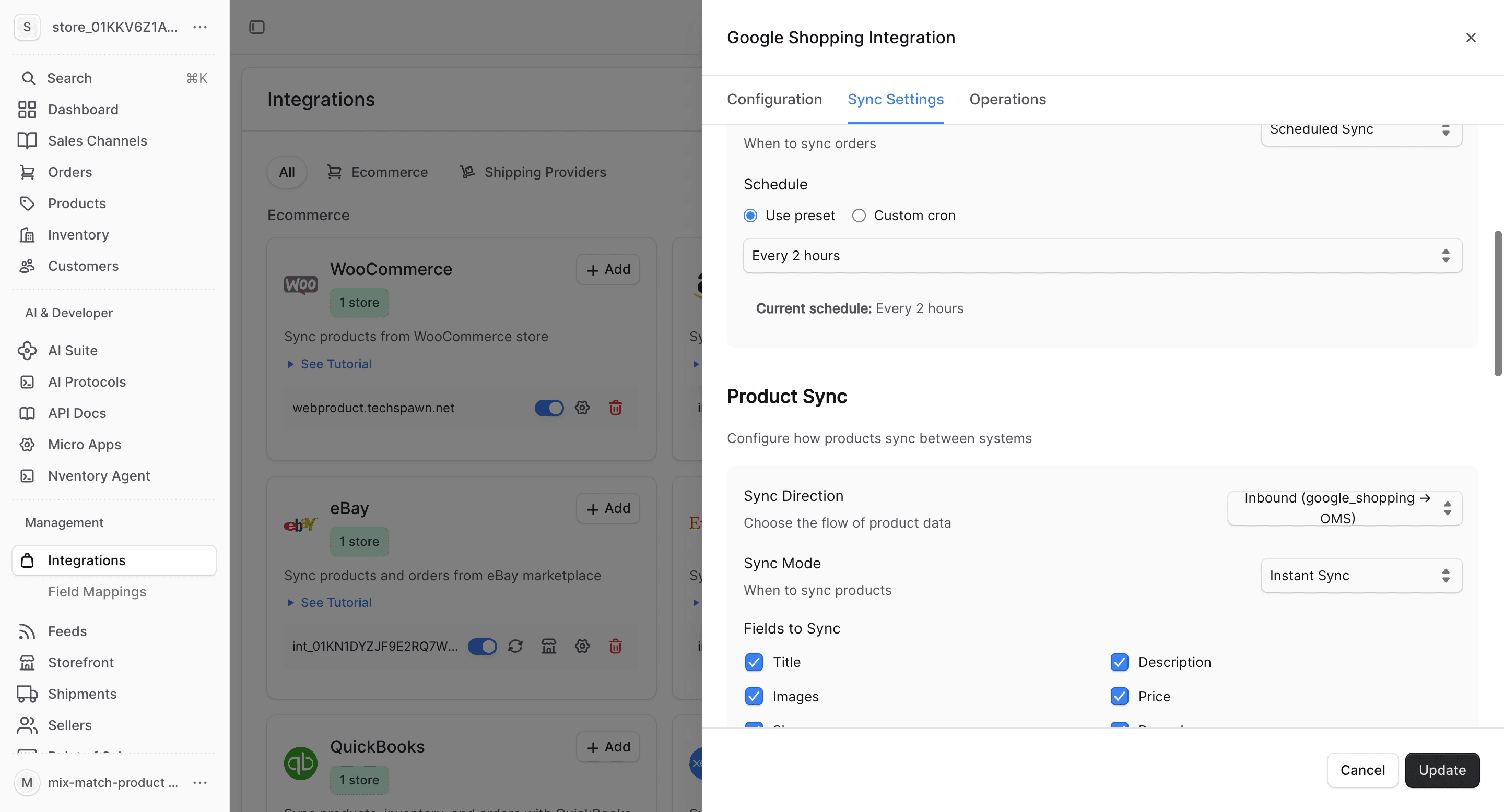 Google Shopping product sync fields