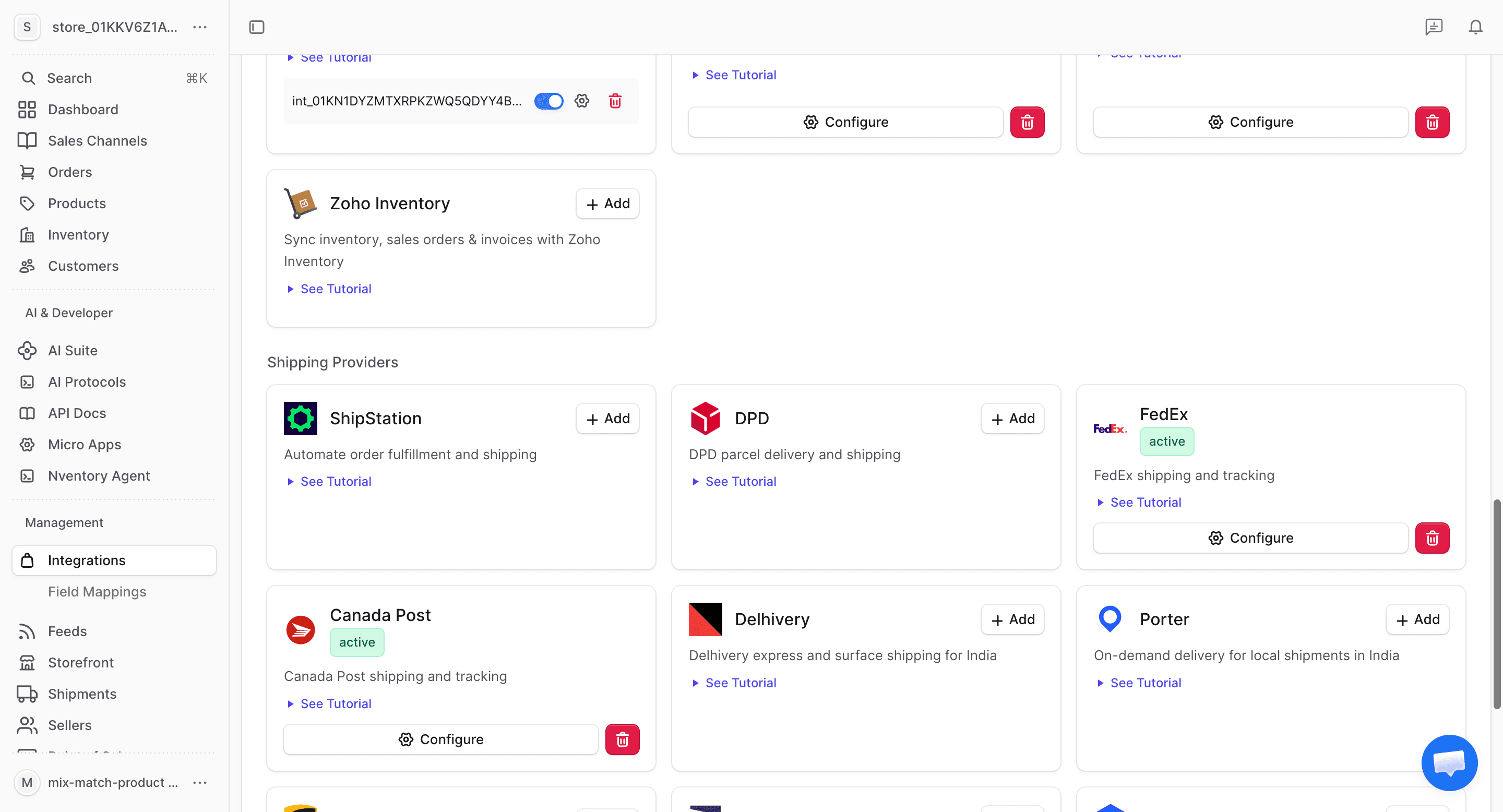Shipping integrations
