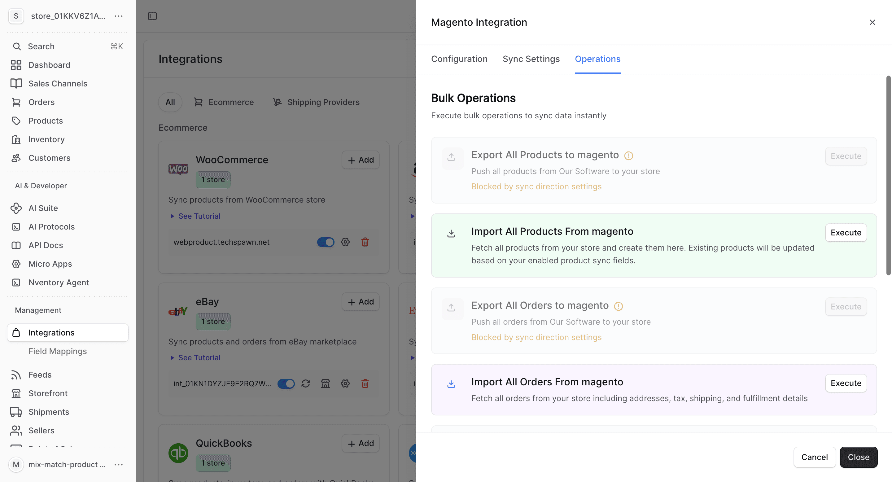 Magento operations