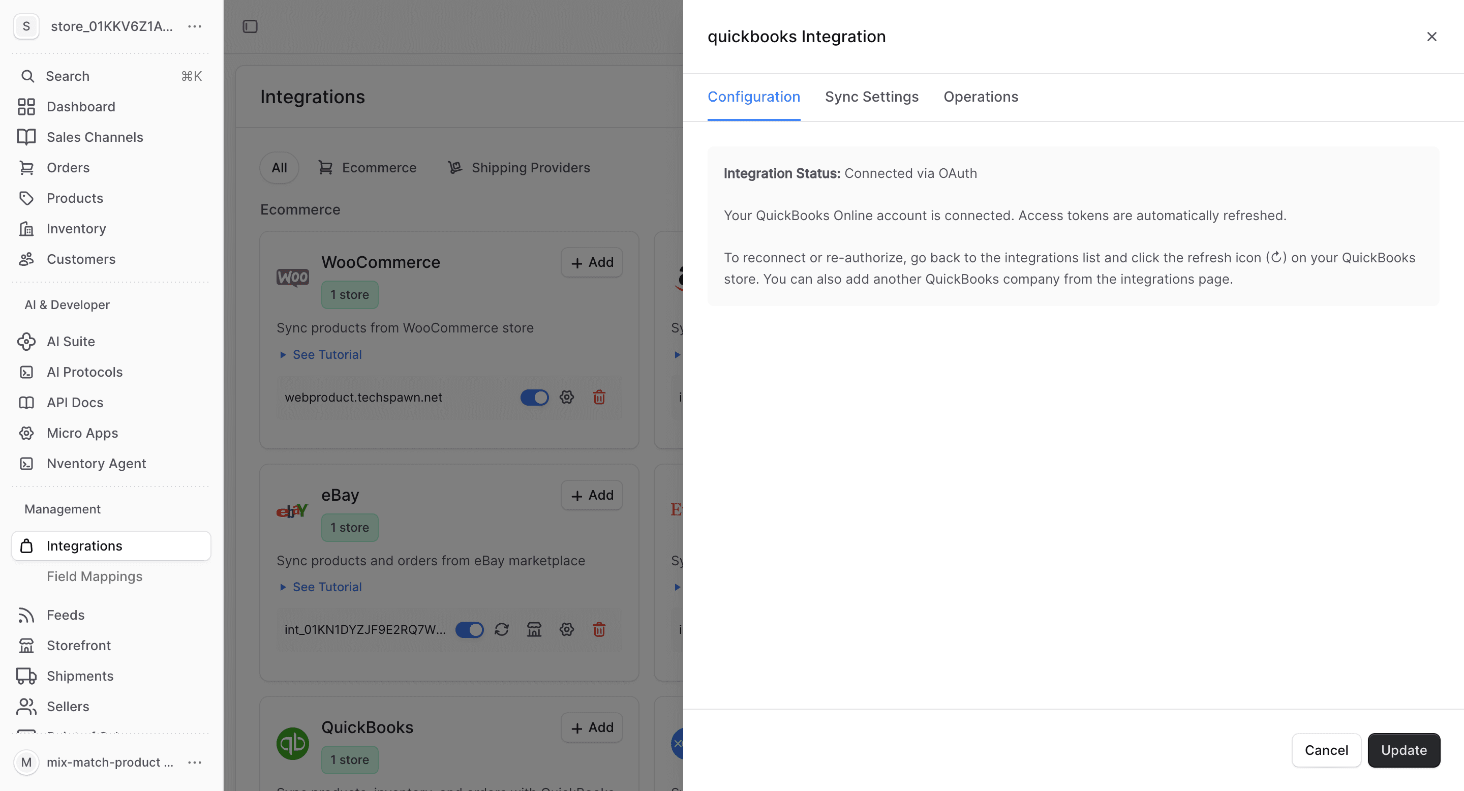 QuickBooks configuration