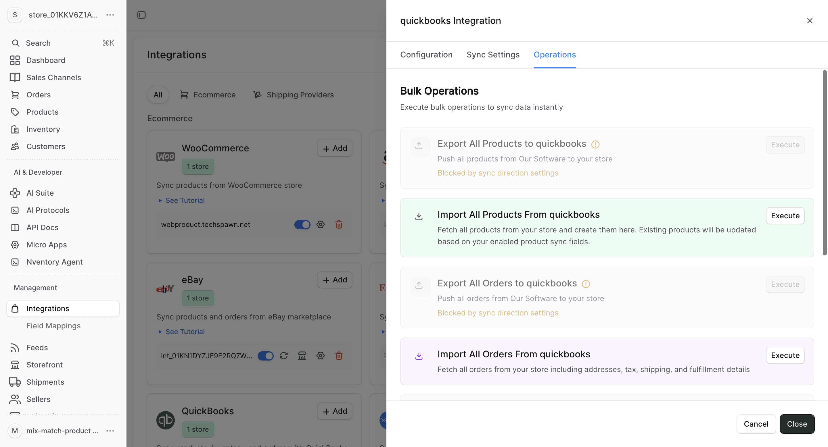 QuickBooks operations