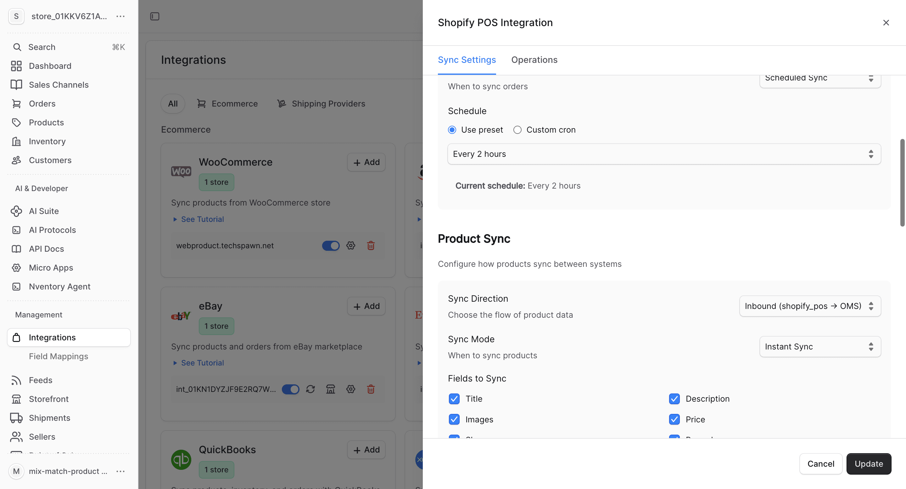 Shopify POS product sync fields