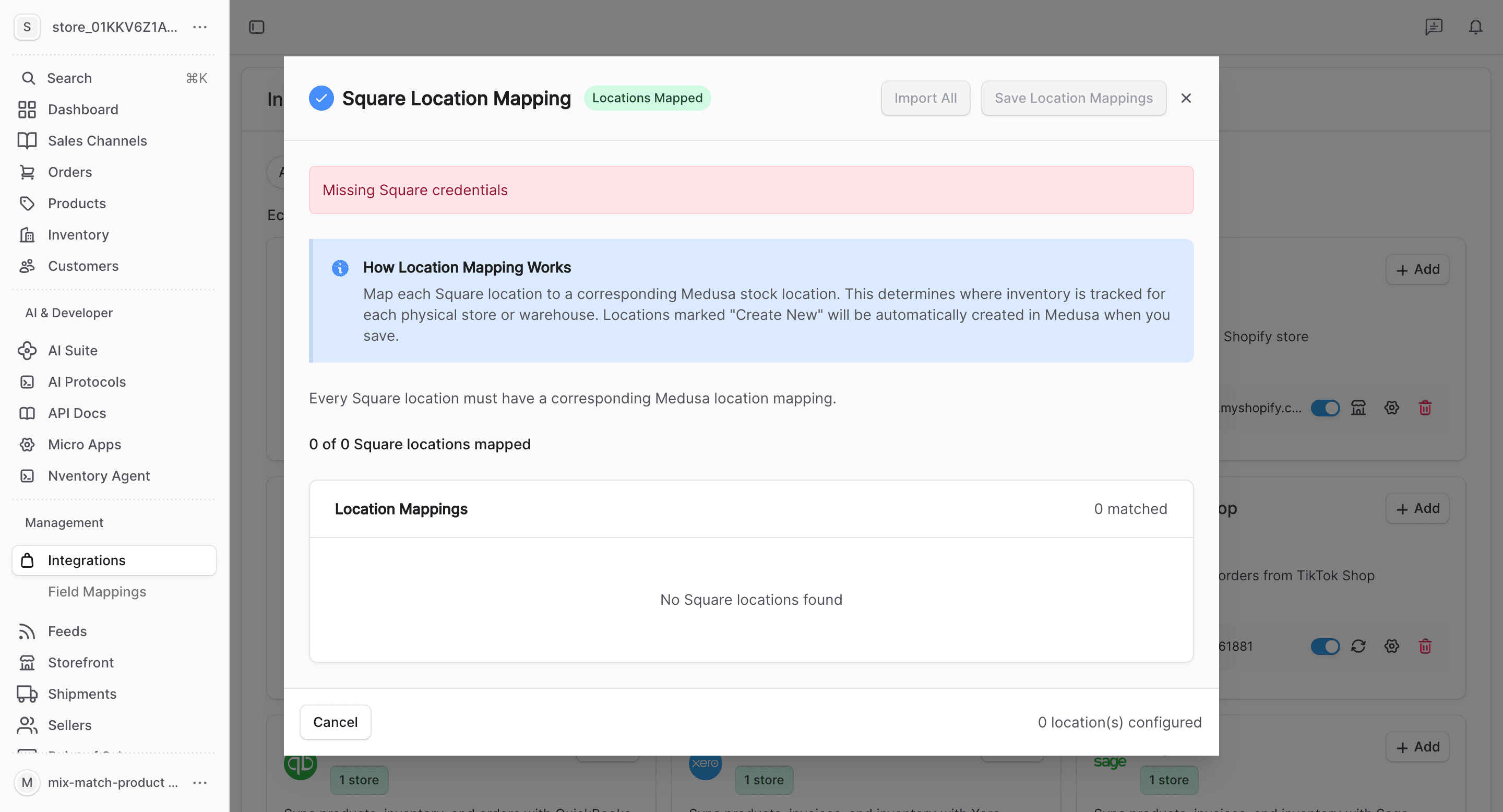 Square location mapping