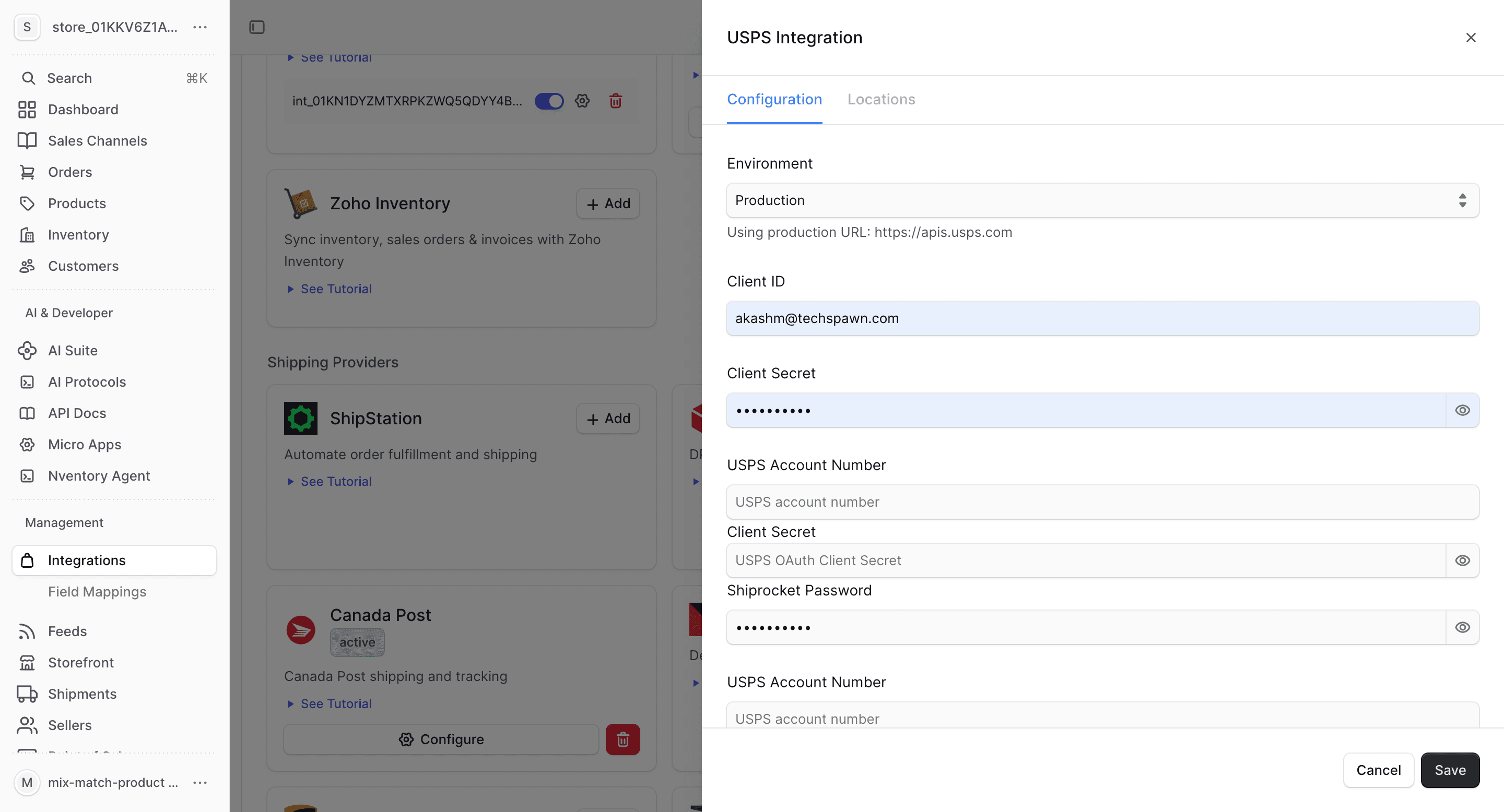 USPS add dialog